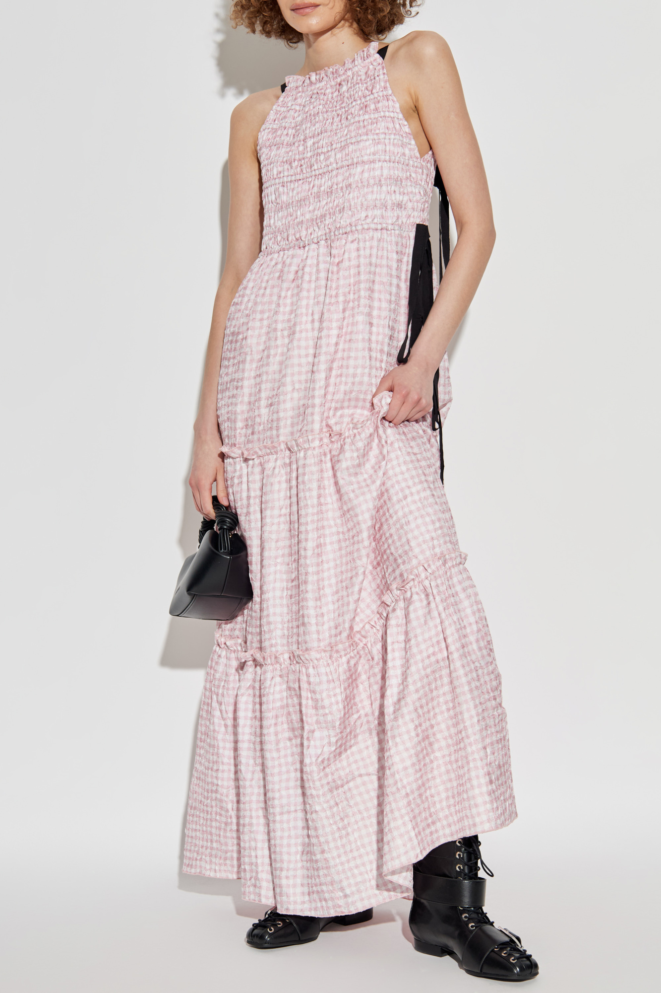 Pink Check pattern dress Ganni - Vitkac GB